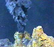 Smoke pours from a submarine volcano at the Juan de Fuca Rifge