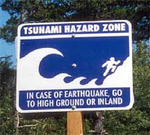 Tsunami Hazard Zone warning sign