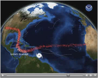 Tracks of all named storms of the 2007 season; Stronger-than-predicted winds over the Caribbean and western tropical Atlantic led to stronger wind shear- limiting storm formation, duration, and intensity. 