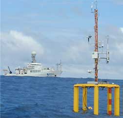 Deployment of experimental equipment to measure air-sea gas exchange in the Equatorial Pacific