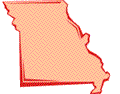 Stylized graphic representation of a map of the state of Missouri