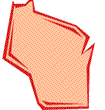 Stylized graphic representation of a map of the state of Wisconsin