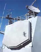 Phased array radar on Navy ship