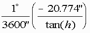 1/3600*(-20.774/tan(h))