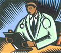 Image of a doctor looking at a clipboard