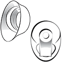Two drawings at different angles of a cervical cap.
