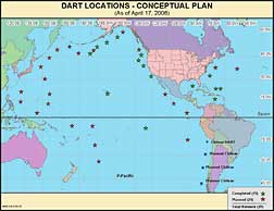 Planned locations of 39 DART™-II buoy stations.