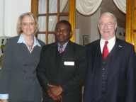 PAO Sara Devlin, Alumni Association President Mr. Tseliso Khomari and Ambassador Nolan