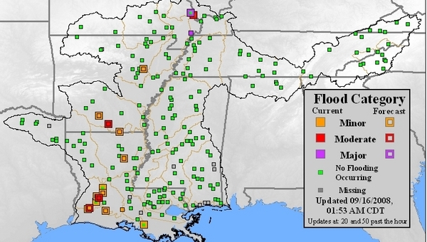 View of forecast river conditions