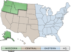 USA map which highlights the states served by WFLHD