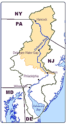 Map depicting DRBC Special Protection Waters Drainage Area.