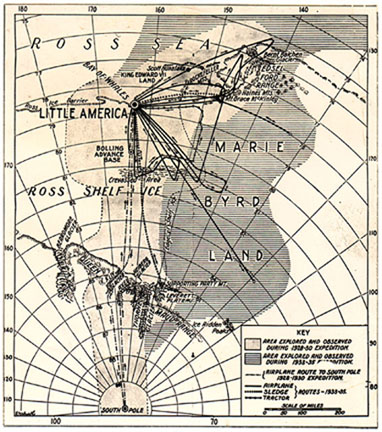 Map of South Pole expeditions