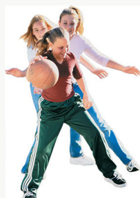 girls playing basket ball
