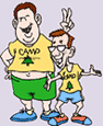 Image of two boys wearing yellow camp t-shirts