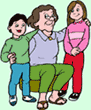 Image of grandma, grandson and granddaughter