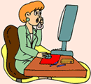 Image of  woman talking on the phone and looking at her computer.