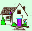 Image of people cleaning the outside of a house