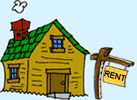 Image of a house with a rent sign in front