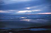Crepuscular rays illuminate the melting ice of the Beaufort Sea