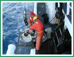 Deploying Bongo Plankton net and CTD