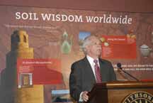 "Soils are the foundation of life." Agriculture Secretary Ed Schafer addresses the importance of healthy and productive soils at a preview of "Dig It! The Secrets of Soils," a new exhibition at the National Museum of Natural History. USDA image.