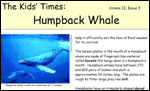 front page of Kids' Times for Humpback Whale