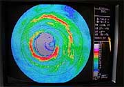 On-board Doppler radar image of the eye of Hurricane Isabel