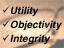eye glasses on top of a document with the words utility, objectivity, and integrity superimposed