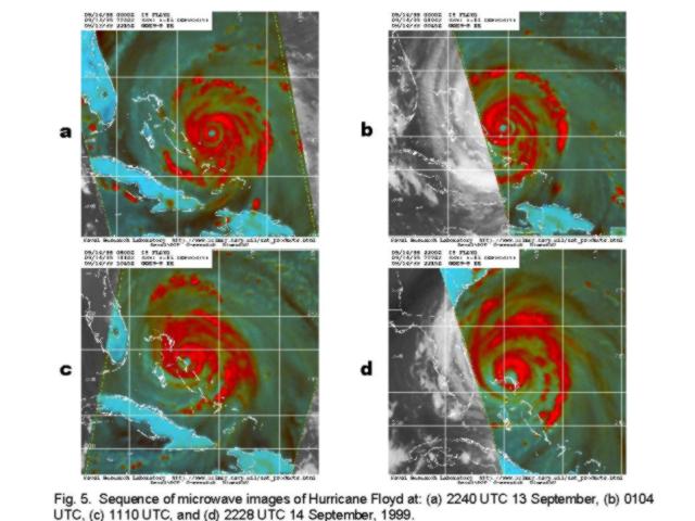 Sequence of microwave images of Hurricane Floyd