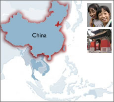 Map of Asia that highlights China's location.