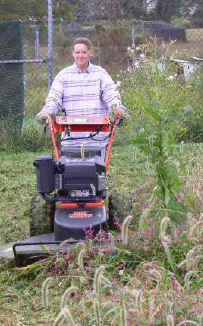 Record rainfalls this year have caused record vegetation growth, which the crew battles with an army of mowers; photo by Kathleen O'Malley, USGS