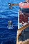 CTD is the largest object that is submerged in water for the research being conducted on the ship, and it's always kind of cool to watch it rise out of the ocean, with water pouring off its sides, until it finally comes to a rest on the ship's deck.