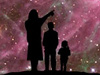 artist's concept of family looking at infrared sky