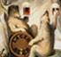 Color graphic from an old ad with polar bears drinking beer.