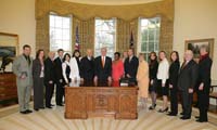 On February 14th, 2006, President George W. Bush officially welcomed new members of the President’s Council on Service and Civic Participation to the White House.  During the Roosevelt Room meeting, the President talked about his vision of a culture of service and compassion in America, and he challenged Council members to be “ambassadors” for volunteer service.