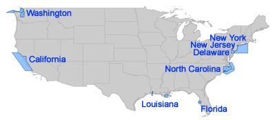 image map of vdatum locations in the U.S.