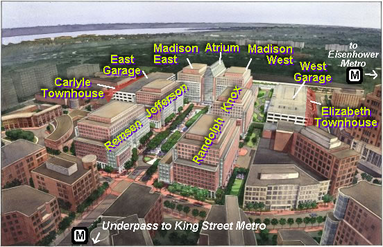 USPTO Headquarters Alexandria (Carlyle) aerial view of buildings