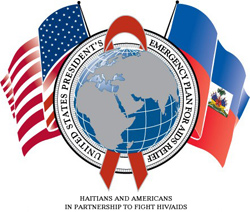 Haiti PEPFAR Logo: Haitians and Americans in Partnership to Fight HIV/AIDS