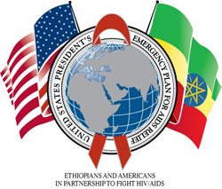 Ethiopia PEPFAR Logo: Ethiopians and Americans in Partnership to Fight HIV/AIDS