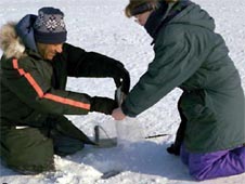 Educators take snow samples
