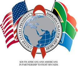 South Africa PEPFAR Logo: South Africans and Americans in Partnership to Fight HIV/AIDS