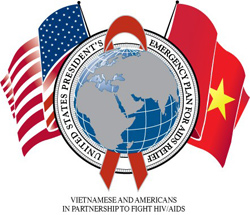 Vietnam PEPFAR Logo: Vietnamese and Americans in Partnership to Fight HIV/AIDS
