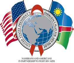 Namibia PEPFAR Logo: Namibians and Americans in Partnership to Fight HIV/AIDS