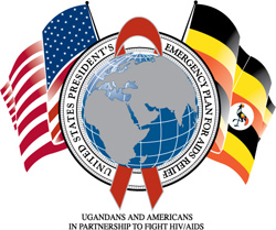 Uganda PEPFAR Logo: Ugandans and Americans in Partnership to Fight HIV/AIDS