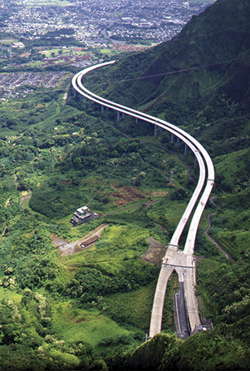 A photo of H-3 bridge in Hawaii