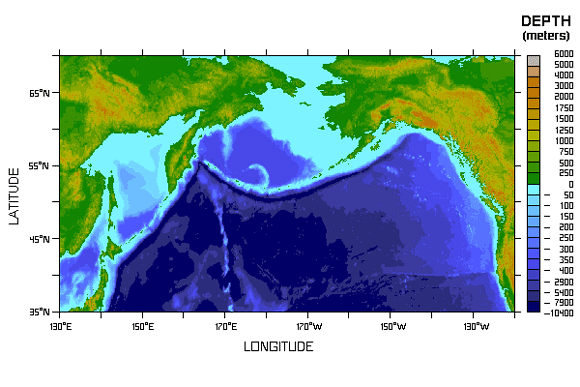 map of the North Pacific Ocean bathymetry
