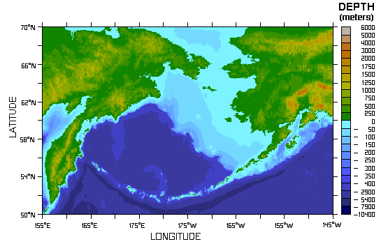 Bering Sea bathymetry map