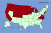 Click for distribution map of leafy spurge, wolf's milk.