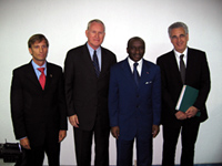 From left, Ambassador Mark Dybul, U.S. Global AIDS Coordinator, and U.S. Ambassador Aubrey Hooks joined Ivorian Minister of Health Allah Kouadio Remy and Michel Kazatchkine, Executive Director of The Global Fund to fight AIDS, TB and Malaria, for talks about Côte d’Ivoire’s health-sector response to the HIV/AIDS epidemic.