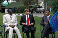 Left to Right: Rwanda Minister of Health, Dr. Jean Damascène Ntawukuriryayo; Ambassador Mark Dybul, U.S. Global AIDS Coordinator; Rwanda President, Paul Kagame.